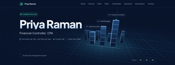 Screenshot of the Barcity portfolio template for Finance · 3D