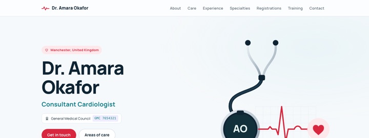 Screenshot of the Heartline portfolio template for Healthcare