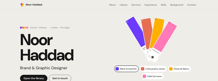 Screenshot of the Swatchbook portfolio template for Graphic designer