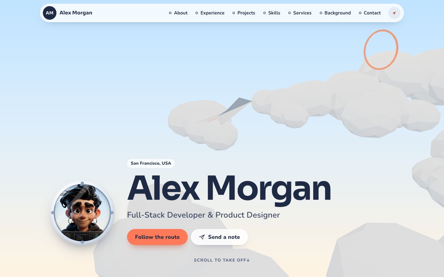 Preview of the Aloft portfolio website template