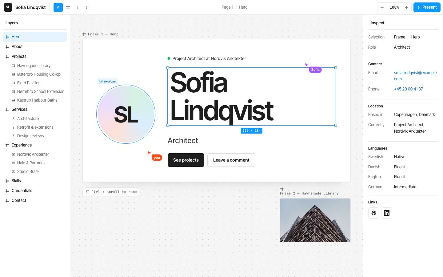 Preview of the Artboard portfolio website template