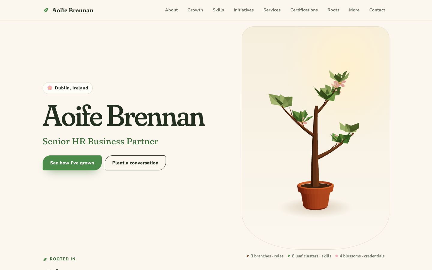 Preview of the Bloom portfolio website template