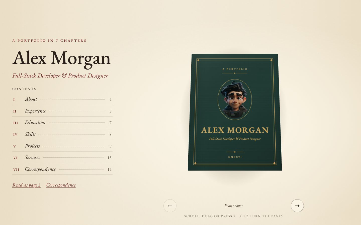 Preview of the Chapter portfolio website template
