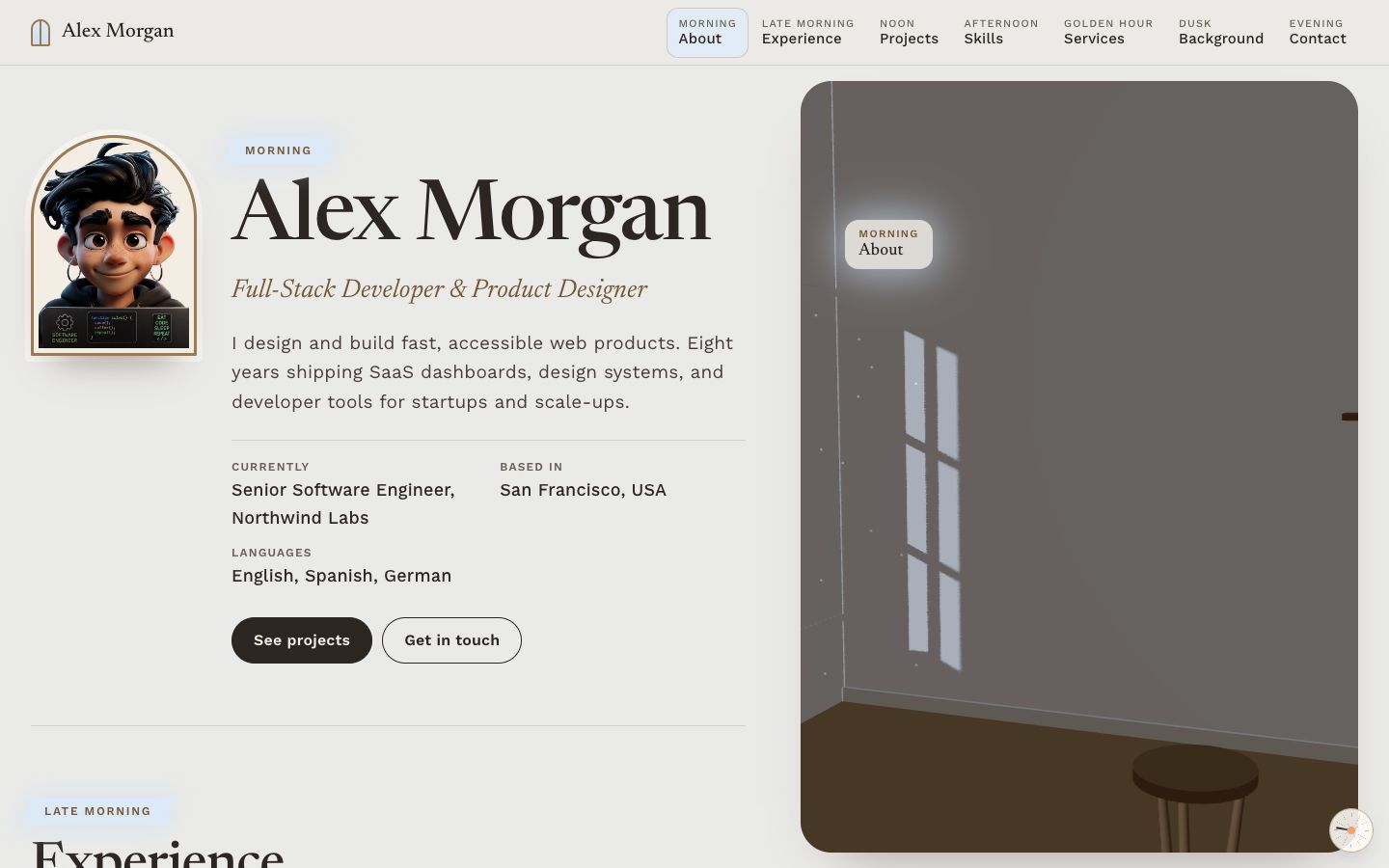 Preview of the Daylight portfolio website template