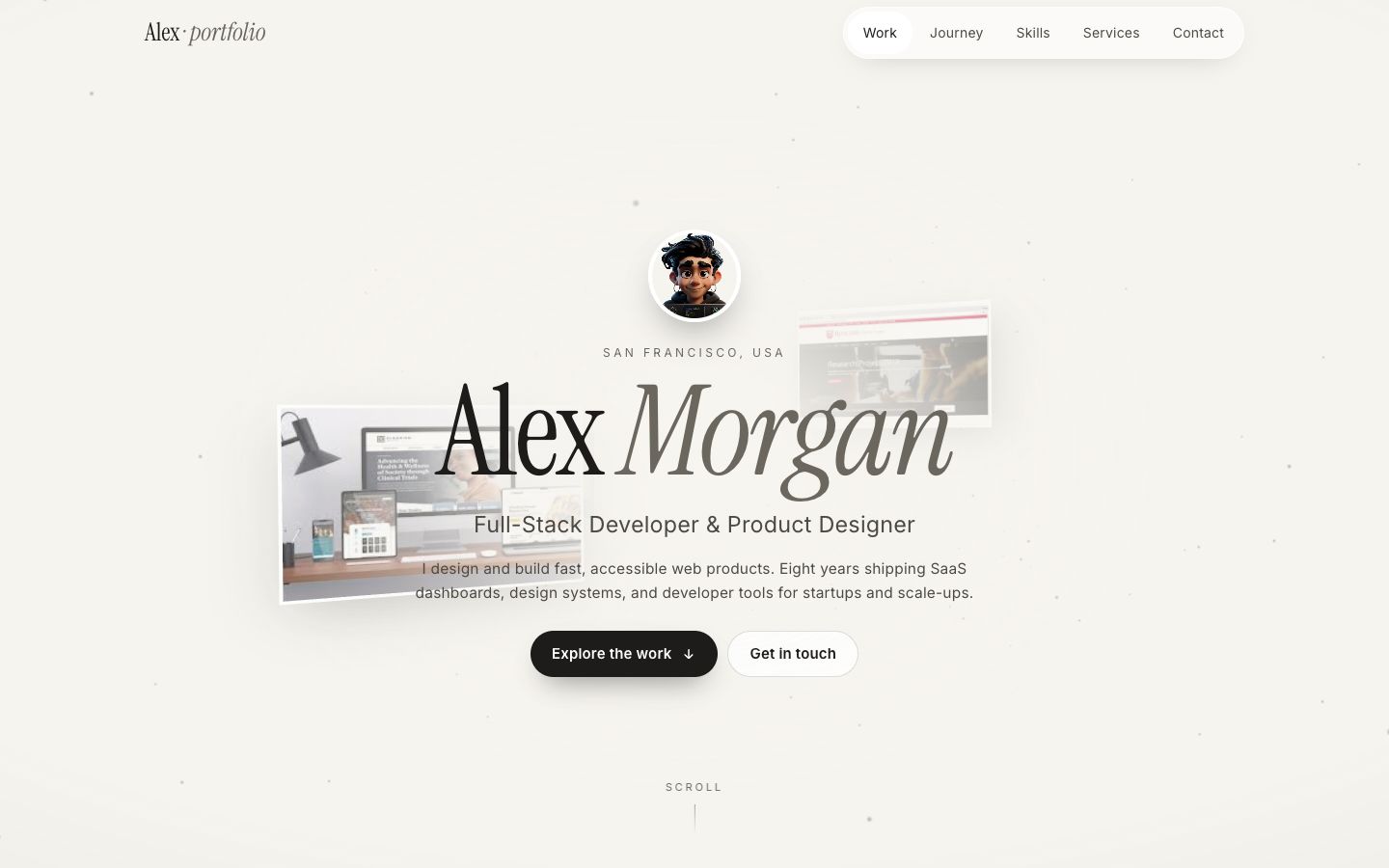 Preview of the Depthfield portfolio website template