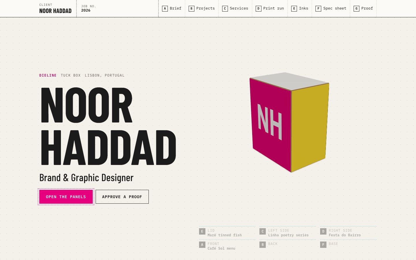Preview of the Dieline portfolio website template