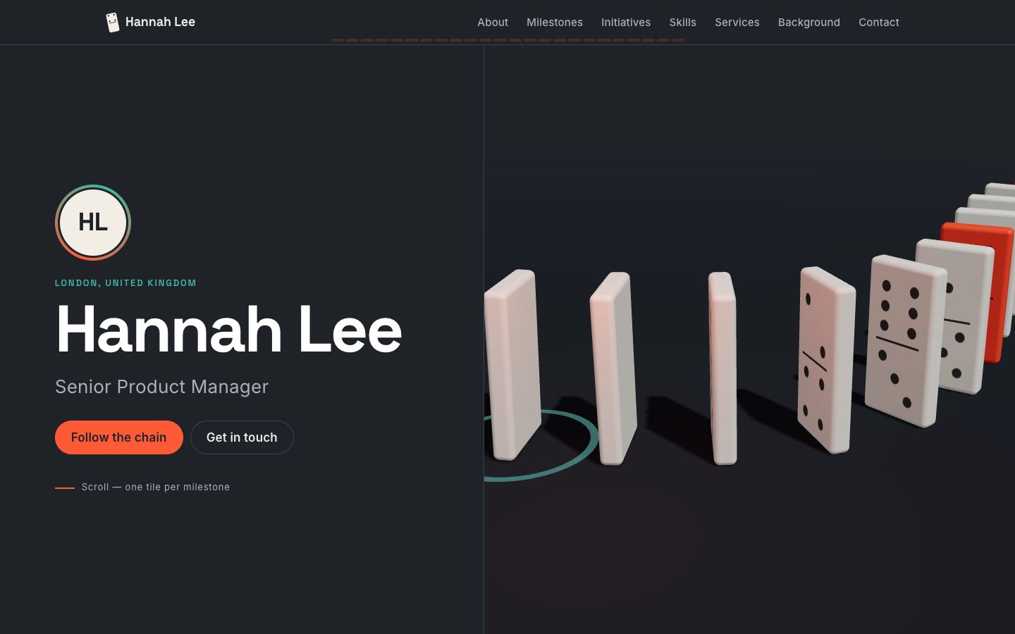 Preview of the Domino portfolio website template