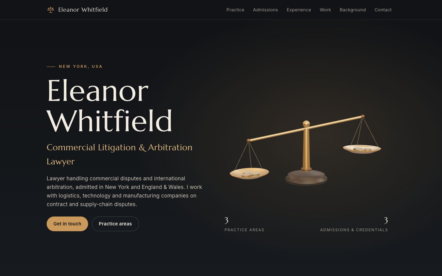 Preview of the Equilibrium portfolio website template