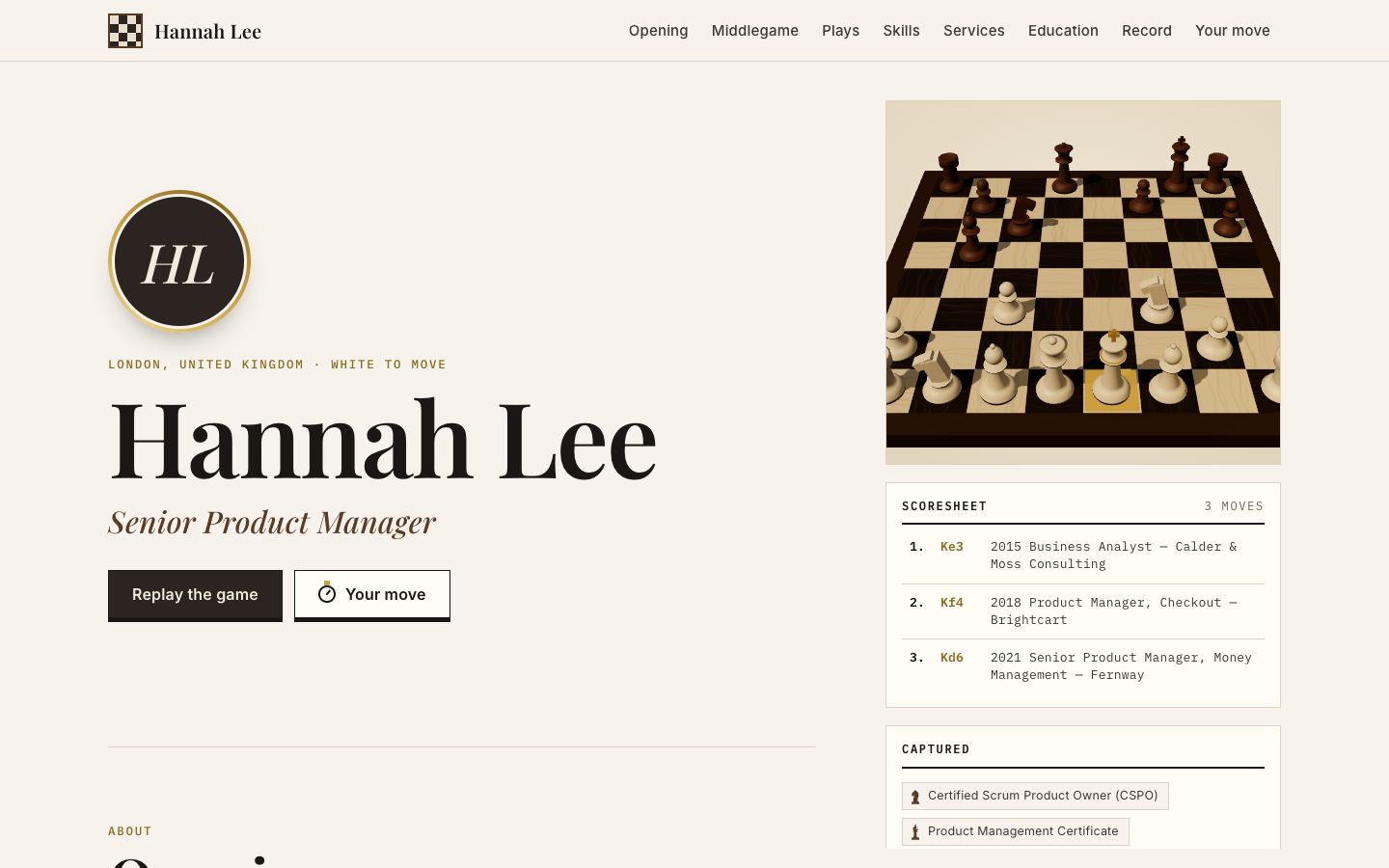 Preview of the Gambit portfolio website template