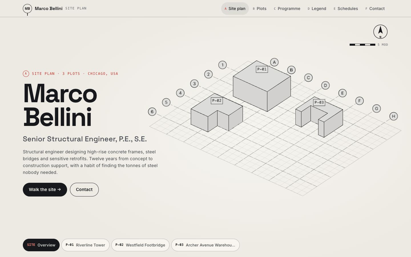 Preview of the Gridline portfolio website template