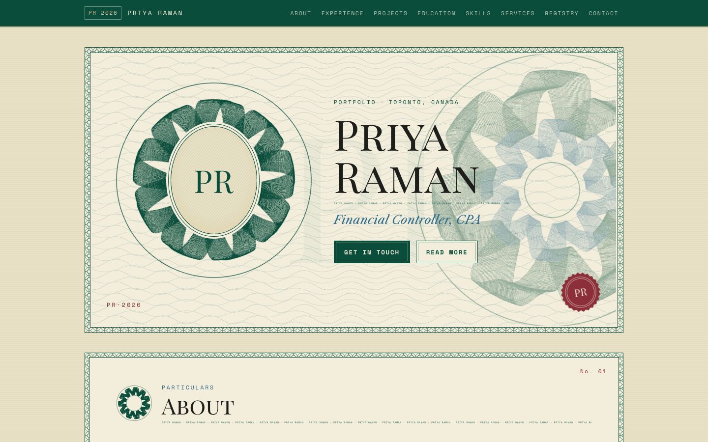 Preview of the Guilloche portfolio website template