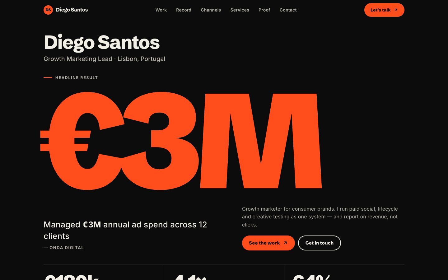 Preview of the Headline portfolio website template