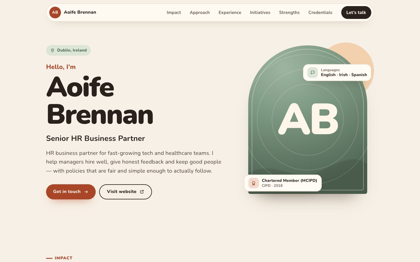 Preview of the Hearth portfolio website template