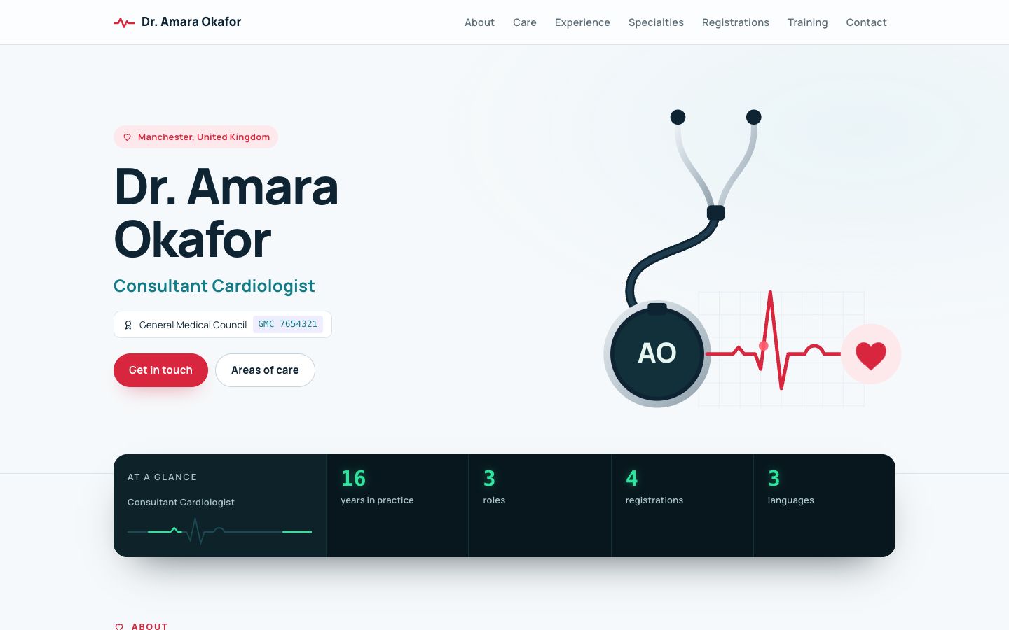 Preview of the Heartline portfolio website template