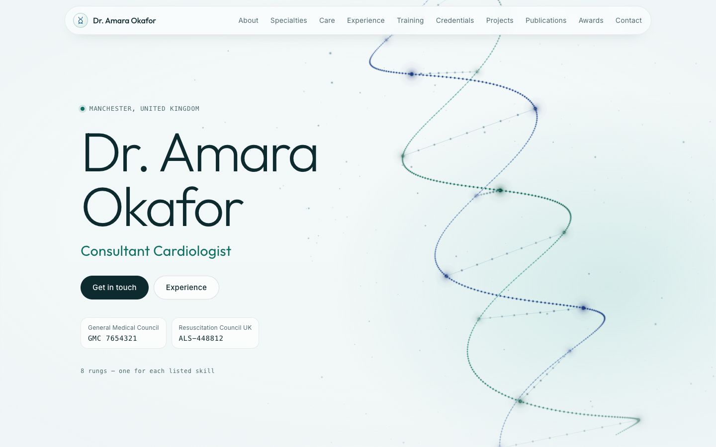 Preview of the Helix portfolio website template