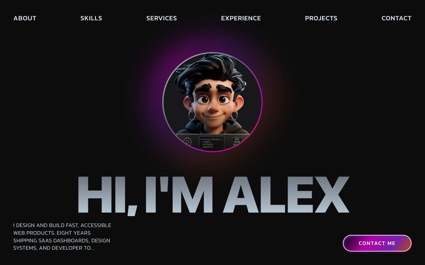 Preview of the Jack portfolio website template