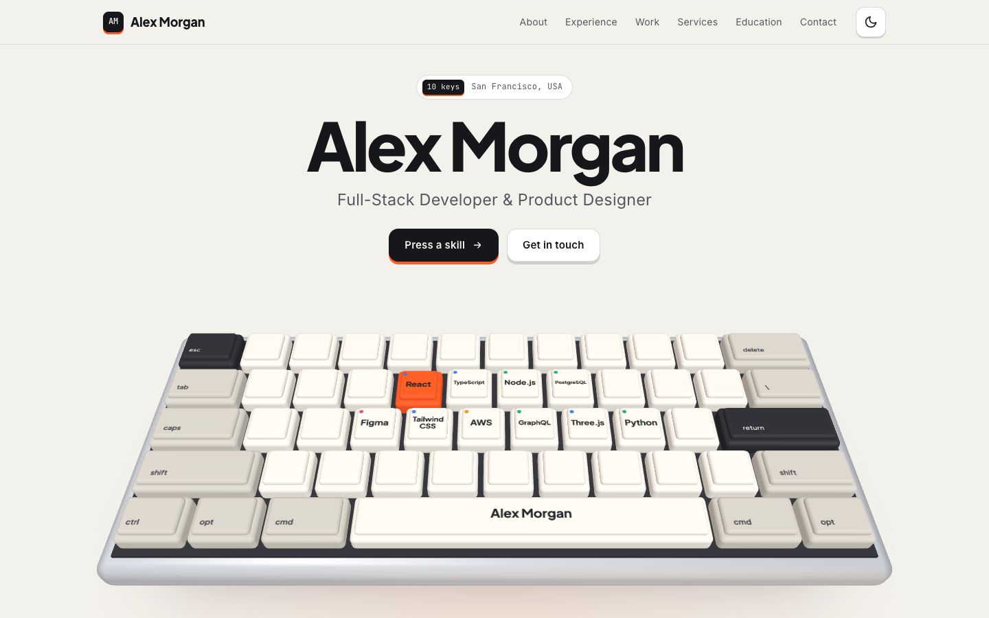 Preview of the Keystroke portfolio website template