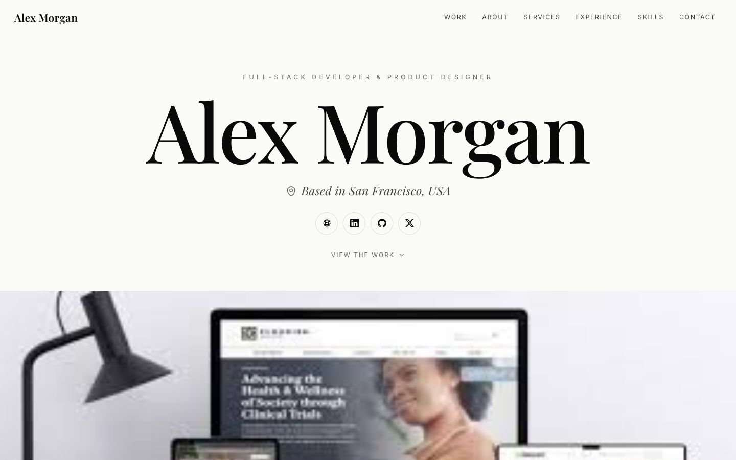 Preview of the Lumen portfolio website template