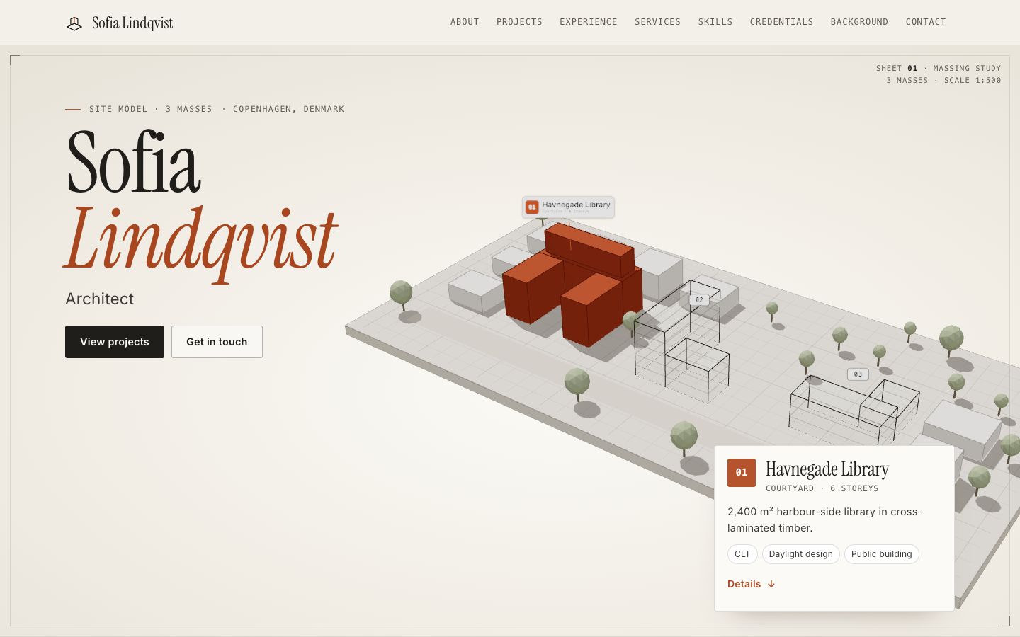 Preview of the Massing architect · 3d site model portfolio template