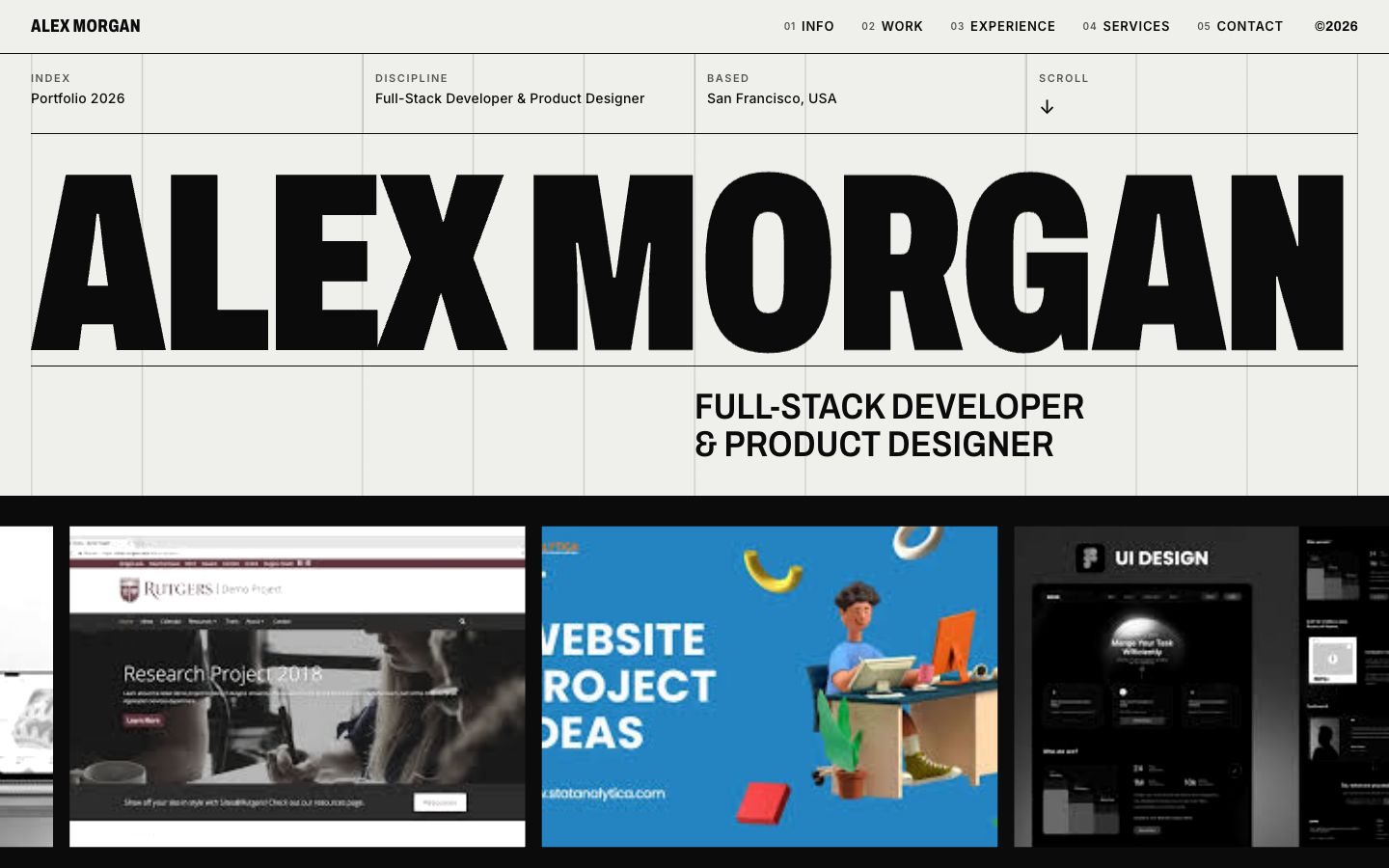 Preview of the Mono portfolio website template