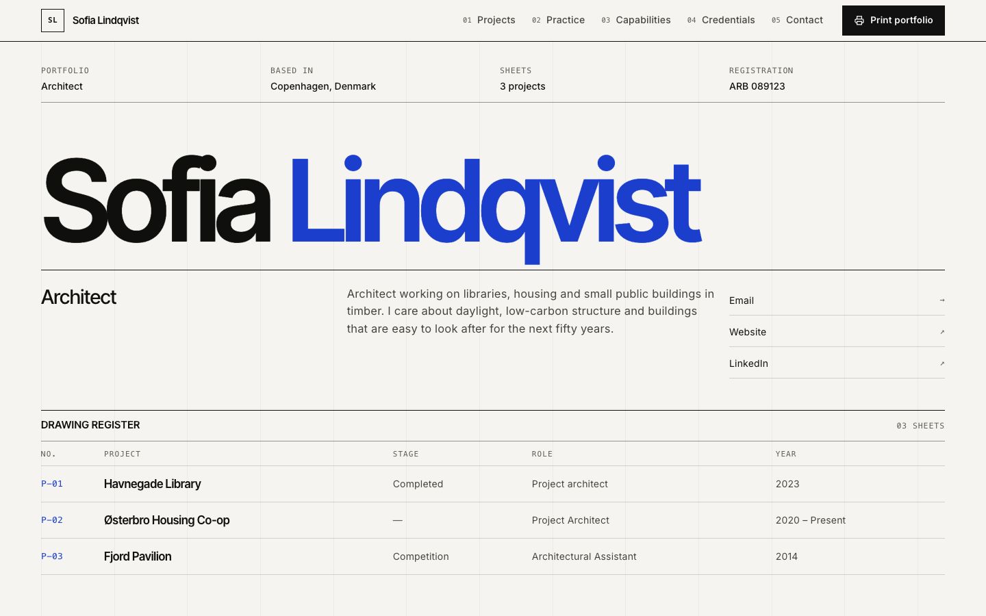 Preview of the Plotline portfolio website template