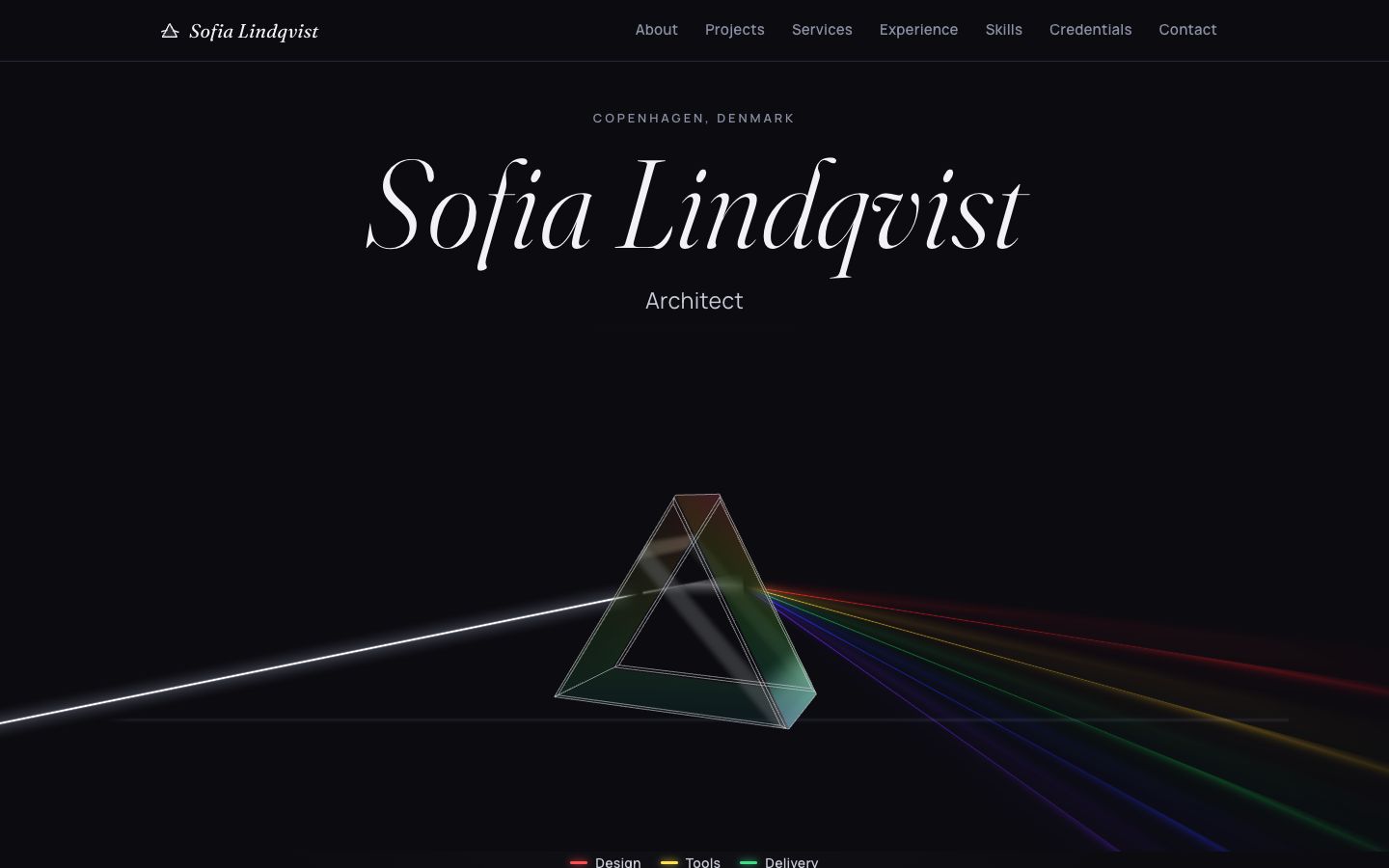 Preview of the Prism portfolio website template