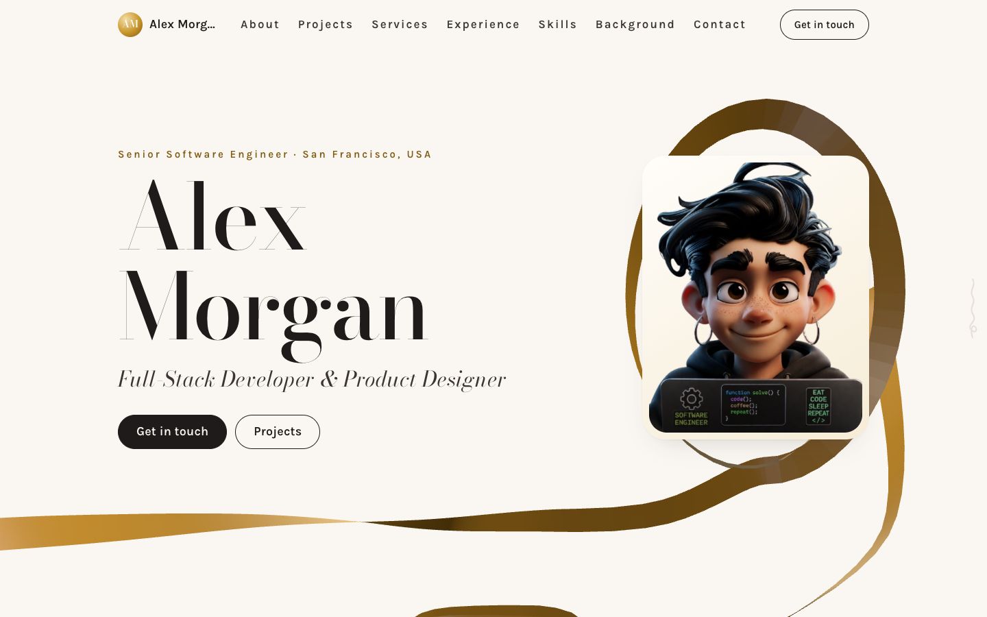 Preview of the Satin portfolio website template
