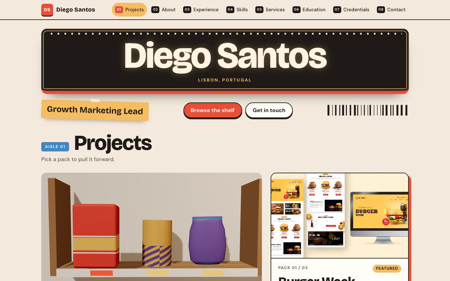 Preview of the Shelf portfolio website template