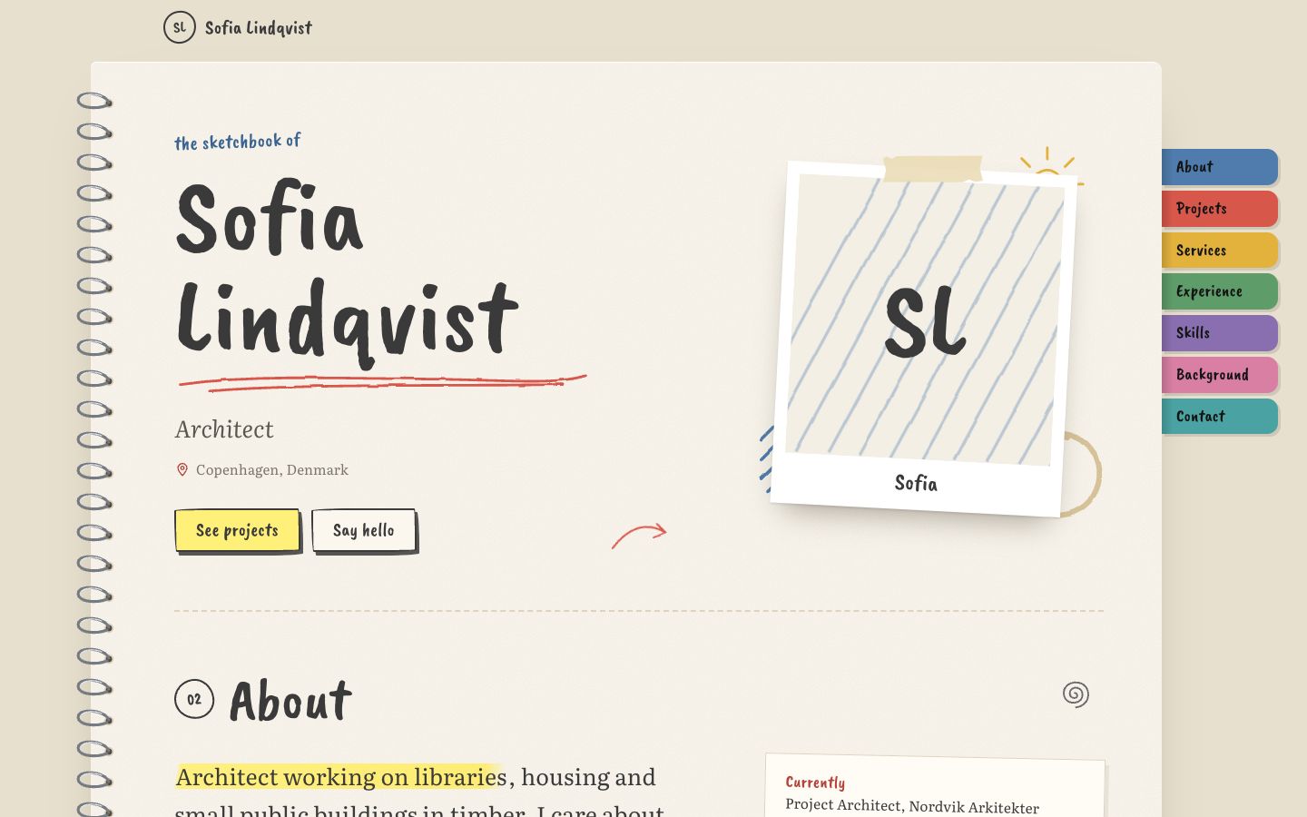 Preview of the Sketchbook portfolio website template