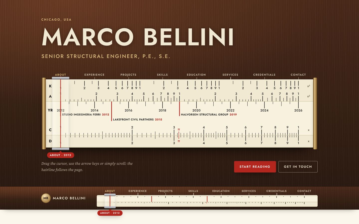 Preview of the Slide Rule portfolio website template