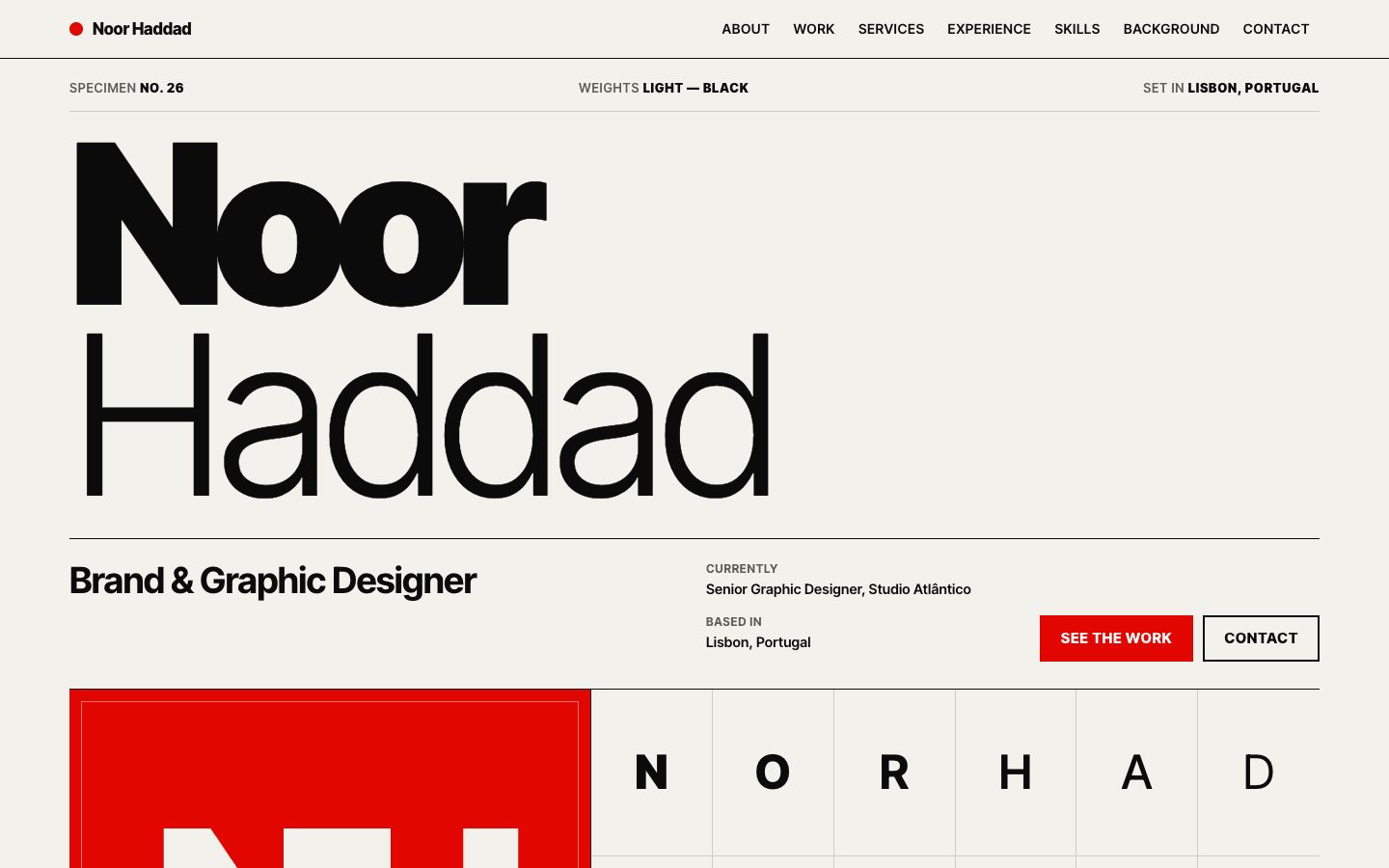 Preview of the Specimen portfolio website template