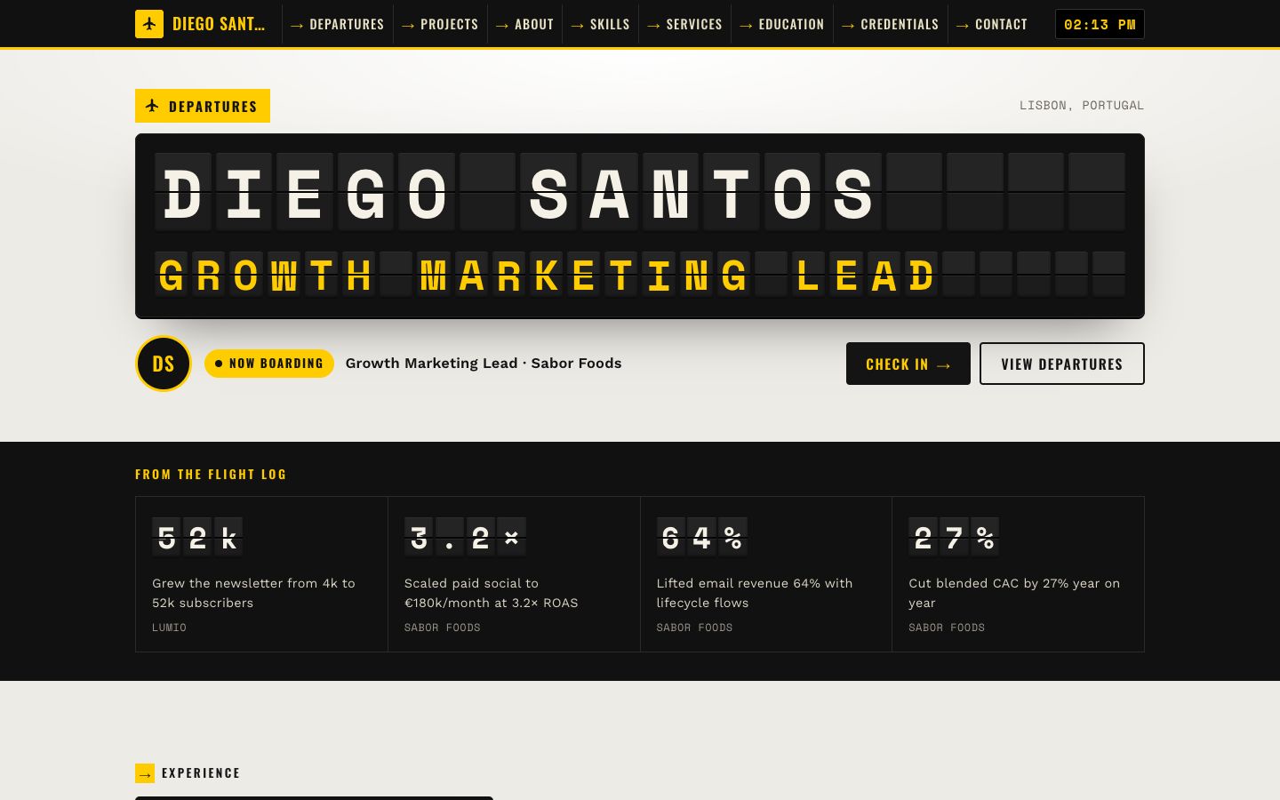 Preview of the Departures portfolio website template