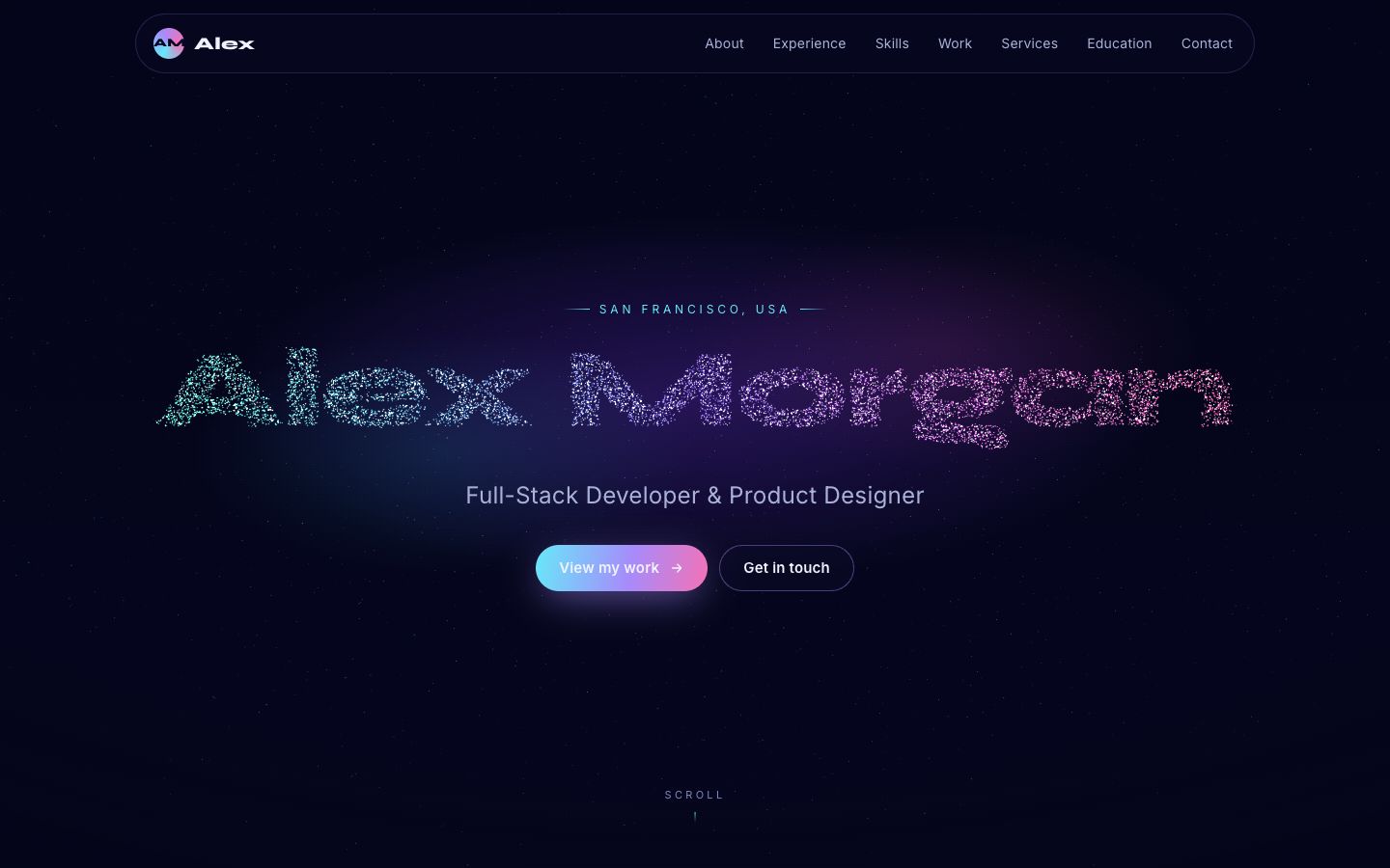 Preview of the Stardust portfolio website template