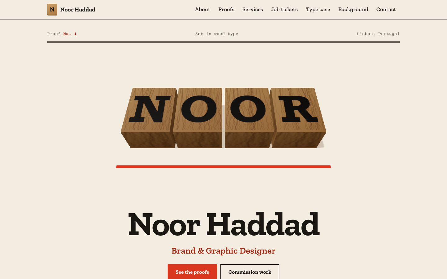 Preview of the Typecase portfolio website template