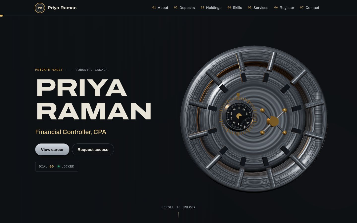 Preview of the Vault portfolio website template