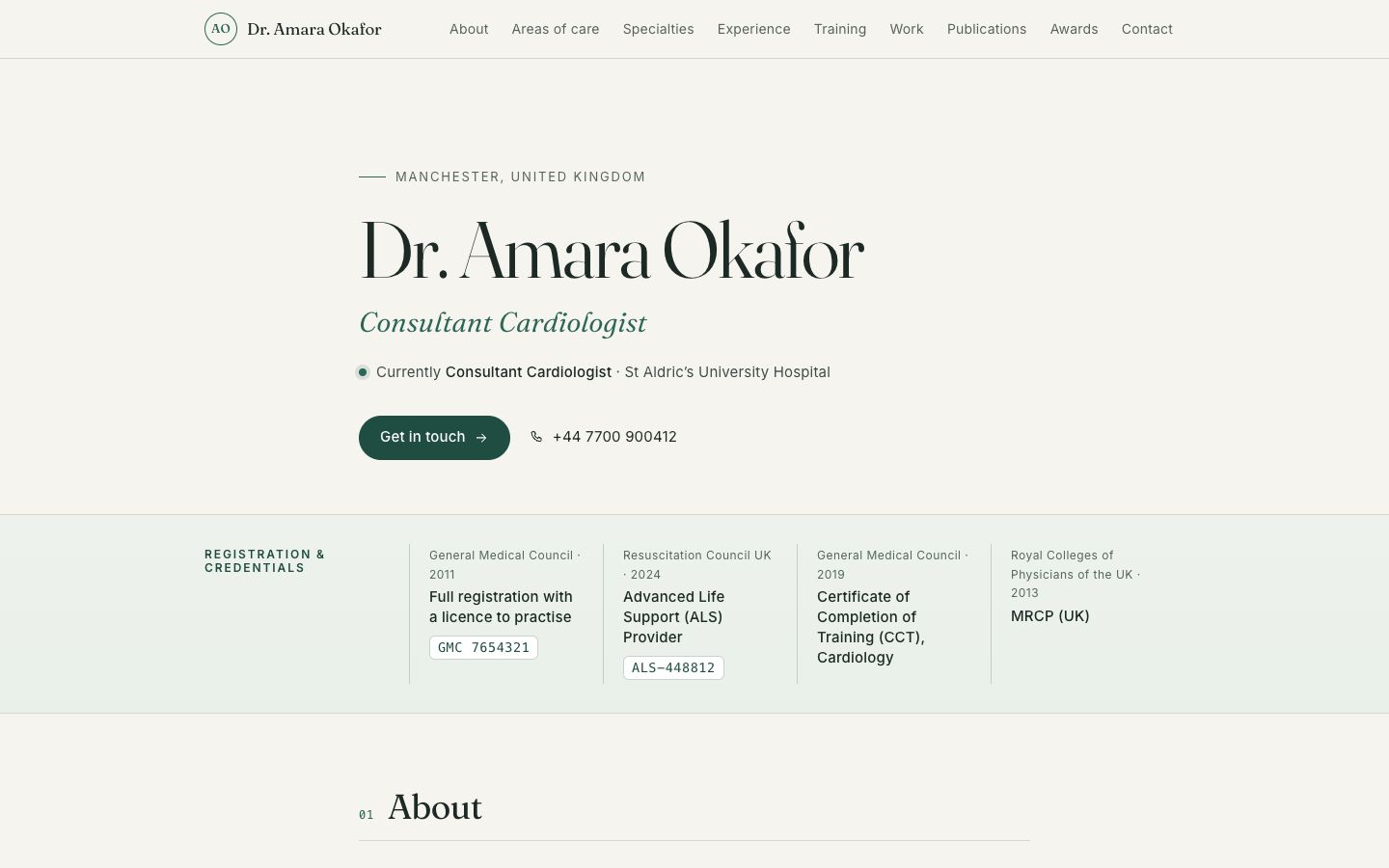 Preview of the Ward Round portfolio website template