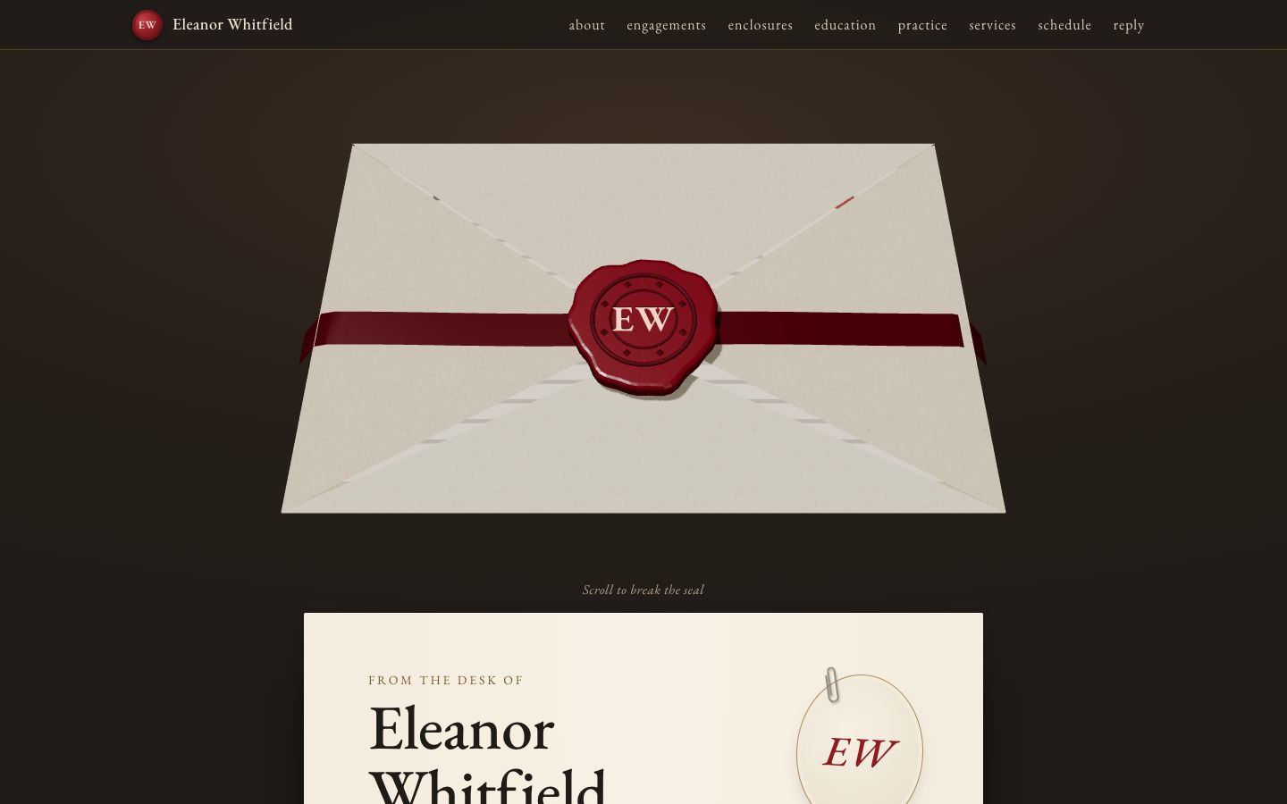 Preview of the Wax Seal portfolio website template
